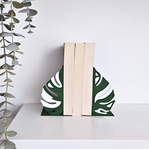 Monstera Bookends, Gift for Book Lovers, Monstera Deliciosa, Monstera Leaf, Monstera Book end, Book display shelf organizer, 3D printed Gift