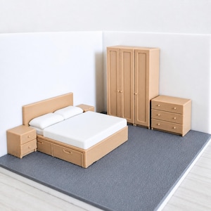 Miniature Bedroom Furniture 1/64 Scale, Diorama Accessories for Mini Displays, Model Scenes, Crafts, Hobby Projects, 3D print