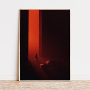 Pôster Neo Noir, Arte de Parede Cyberpunk Atmosférica, Arte Futurista, Impressão Minimalista, Arte Contemporânea Surreal, Decoração de Ficção Científica, Download Digital