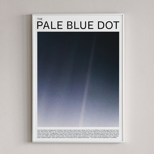 The Pale Blue Dot Poster, NASA Space Print, Carl Sagan Quote, Mid Century Modern, Inspirational Quote, Space Wall Art, Minimalist Prints