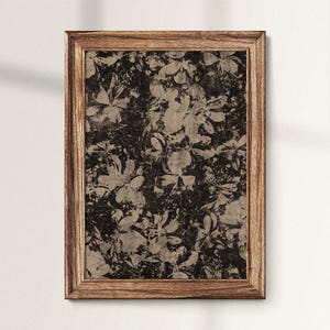 Textured Abstract Floral Print: Rustic Botanical Wall Art