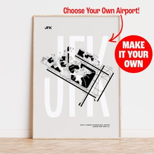Benutzerdefinierte Flughafen Karte Poster, personalisierte Luftfahrt Druck, Luftfahrt Geschenk, Geschenk für Reisende, Flughafen Diagramm Poster, wählen Sie Ihren eigenen Flughafen
