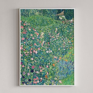 Floral Art Print, Gustav Klimt, Garden Poster, Famous Painting, Botanical Print, Decorative Wall Art, Italian Garden Landscape, Nature Art