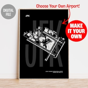 Benutzerdefinierte Flughafen Karte, personalisierte Luftfahrt Druck, Luftfahrt Kunst Geschenk, anpassbare Flughafen Poster, wählen Sie Ihren eigenen Flughafen, digitaler Download