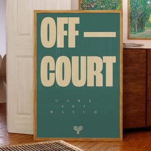 Off Court Tennis Poster, Minimalist Sports Typography Print, Aesthetic Tennis Home Decor, Retro Tennis Culture Art Print, Digital Download