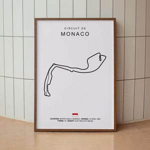 モナコ・レーストラックのポスター、モンテカルロのアート、モータースポーツのトラックのイラスト、モナコ・サーキットのプリント、トラックマップの壁飾り、デジタルダウンロード