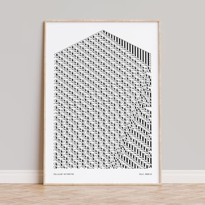 Rule 209218, Cellular Automaton Print, Algorithmus Poster, Abstraktes Muster Wandkunst, Generatives System Kunst, Minimales Tech-Dekor, Binäre Daten