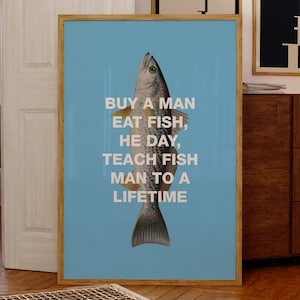 Funny Fishing Wall Art, Vintage Fish Illustration Print, Quirky Poster, Humorous Coastal Wall Print, Fishing Lover Gift, Digital Download