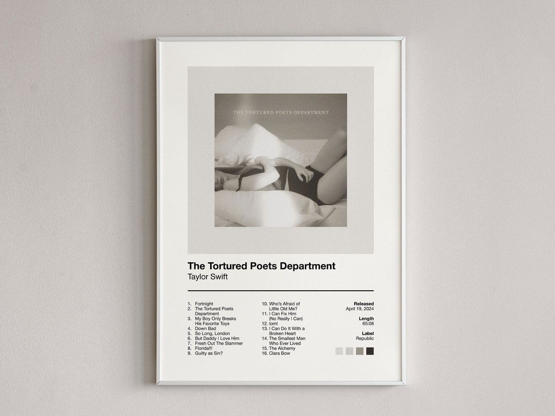 Taylor Swift Posters, the Tortured Poets Department, Album Cover Art ...