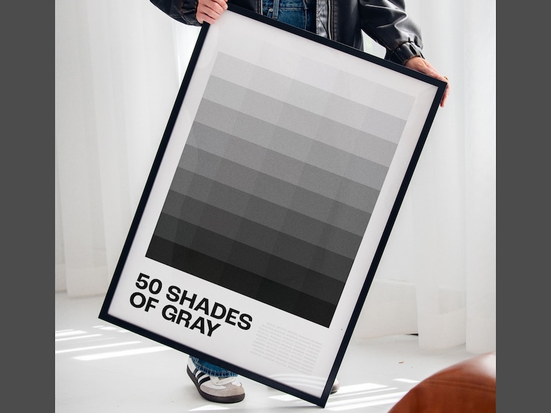 Gray Poster, Color Chart Art, Minimalist Gray Scale Print, Gray ...