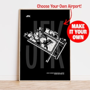 Benutzerdefinierte Flughafen Karte, personalisierte Luftfahrt Druck, Luftfahrt Kunst Geschenk, Geschenk für Reisende, anpassbares Flughafen Poster, wählen Sie Ihren eigenen Flughafen