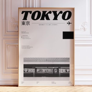 Tokyo Subway Print, Japan Travel Poster, Modern Tokyo Wall Art, Japan Film Photography, Narita Airport Train Station Art, Digital Download