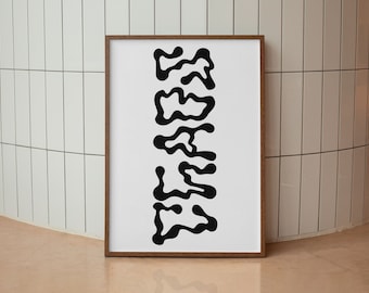Chaos Abstract Art Print: Black and White Typography (Digital Download)