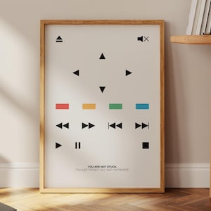 Remote Control Minimalist Art Print, Motivational Quote (Digital Download)