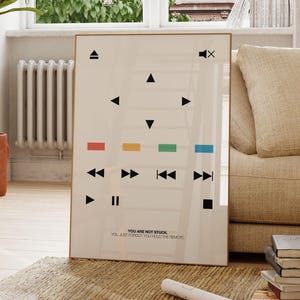 Remote Control Art Print, Minimalist Geometric Design, Motivational Quote