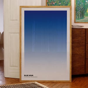 Blaue Stunde Minimalistische Kunst, Indigo Himmel Farbverlaufsdruck, beruhigendes Wanddekor, ruhiges blaues Ombre Plakat, ruhiges Wohndekor, digitaler Download