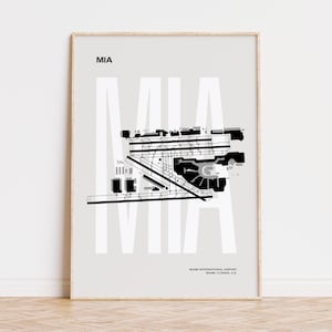 Kaart Miami Airport, MIA Airport Print, Miami Aviation Art, luchthaven blauwdruk poster, Florida Travel Art, Aviation Wall Art, digitale download
