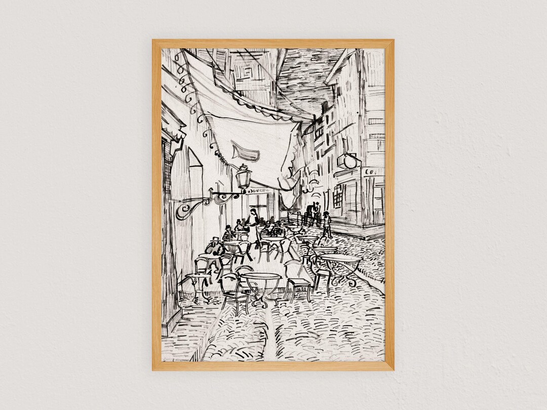 Vintage Cafe Scene Art, Van Gogh Print, Cafe Terrace at