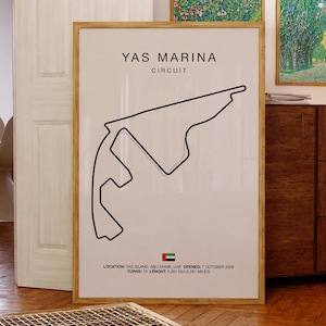 Yas Marina Circuit Track Poster, Abu Dhabi Racing Map Art, Modern Track Layout Print, Minimalist Circuit Map, Home Decor, Digital Download