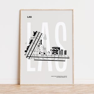 Las Vegas Airport Map Print, Moderne Luftfahrt Poster, Minimalistische Kunst, Airport Blueprint, Harry Reid International Airport, Digital Download