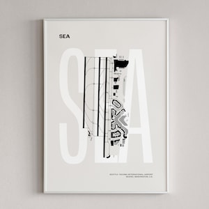 Setatle Airport Poster, Tacoma Airport Blueprint, Luftfahrt Kunstdruck, SeaTac Airport Karte, Minimalistisches Airport Design, Washington Travel Art