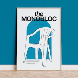 Monobloc Chair Art Print, Iconic Furniture Design Poster, Minimalist Pop Culture Art, Plastic Garden Chair Illustration, Digital Download