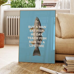 Funny Fishing Wall Art, Vintage Fish Illustration Print, Quirky Poster, Humorous Coastal Wall Print, Fishing Lover Gift Idea, Fish Artwork