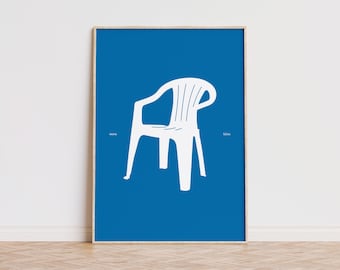 Minimalist Monobloc Chair Printable Art: Modern Blue Pop Art (Digital Download)