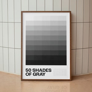 Gray Poster, Color Chart Art, Minimalist Gray Scale Print, Gray Gradient Wall Art, Gray Tones Art Print, Home Decor, Digital Download