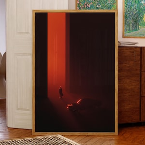 Pôster Neo Noir, Arte de Parede Cyberpunk Atmosférica, Arte Futurista, Impressão Minimalista, Arte Contemporânea Surreal, Decoração de Quarto de Ficção Científica, Cyber Noir
