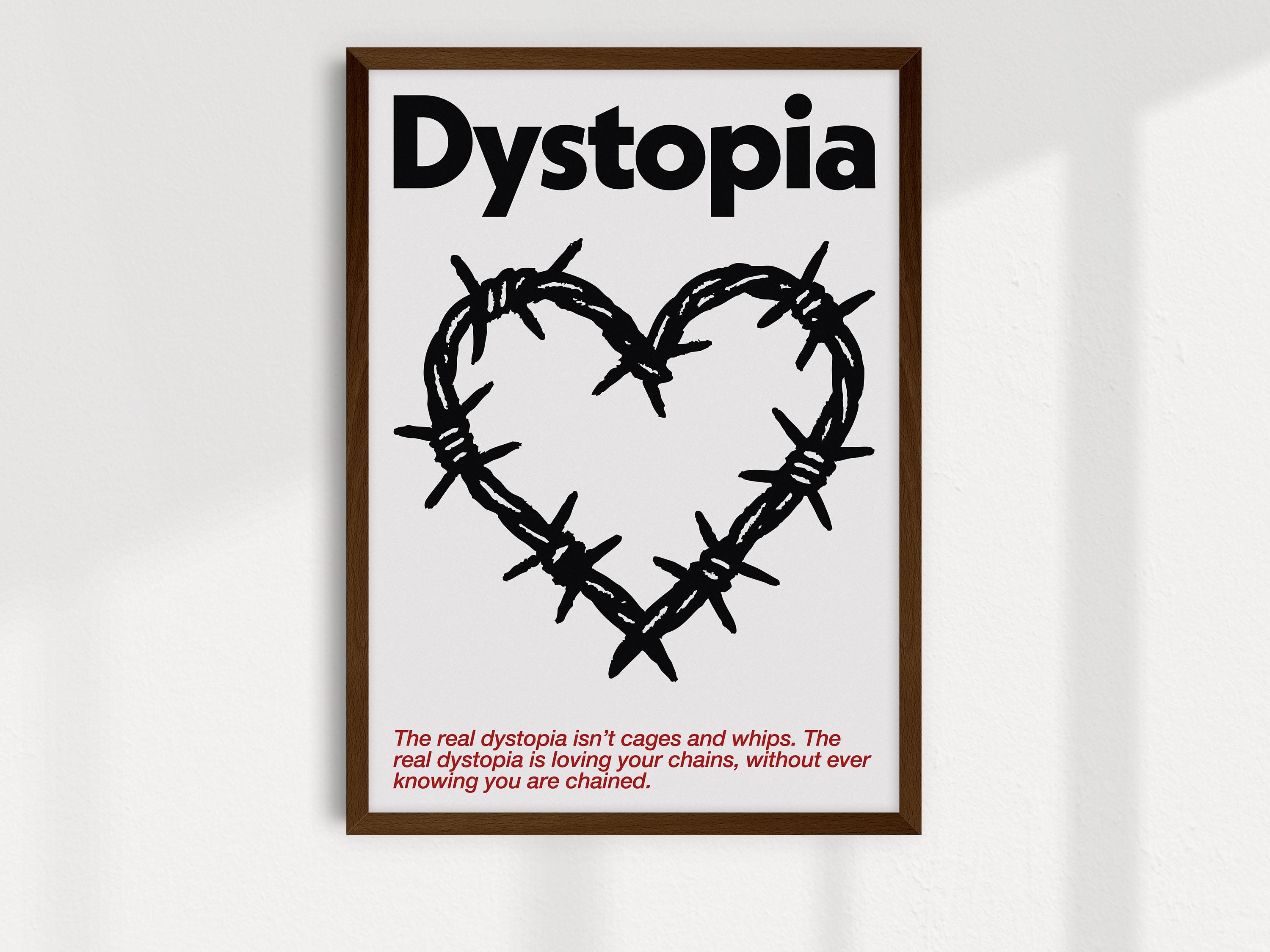 Dystopian Heart Wall Art, Barbed Wire Heart Poster, Modern