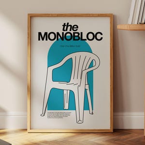 Monobloc Chair Art Print, Iconic Furniture Design Poster, Minimalist Pop Culture Wall Art, Plastic Garden Chair Illustration, Home Decor