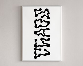 Black and White Chaos Art Print: Modern Abstract Typography Wall Art
