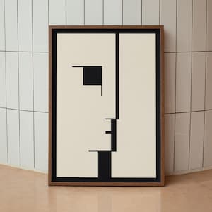 Stampa astratta del volto Bauhaus, poster d&#39;arte geometrica minimalista, decorazione da parete Bauhaus, arte murale contemporanea, stile moderno di metà secolo, arte minimalista