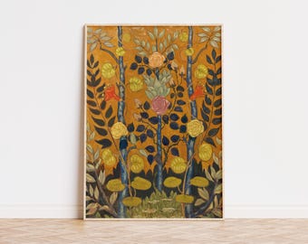 Vintage Floral Art Print: Victorian Botanical Oil Painting (Digital Download)