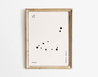 Capricorn Constellation Print: Minimalist Zodiac Star Sign Wall Art