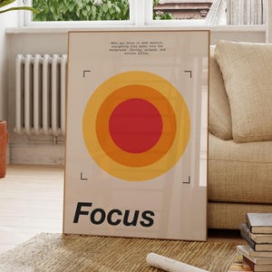 Focus Poster Print, Motivational Wall Art, Quote Wall Decor, Productivity Poster, Mindset Booster Print, Inspirational Art, Digital Download