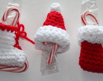 Mini Candy Cane Holder Christmas Ornaments Crochet Pattern