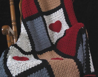 Here's My Heart Afghan Blanket Home Decor Crochet Pattern