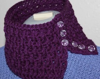 Plum Ripple Neck Warmer Cowl Scarf Crochet Pattern