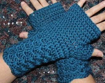 Shell Stitch Fingerless Mitts Mittens Gloves Arm Wrist Warmers Crochet Pattern