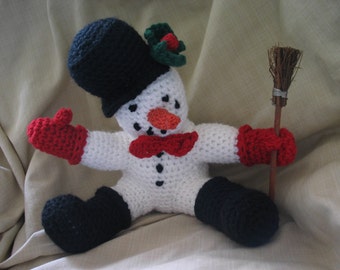 Jolly Snowman Winter Christmas Holiday Seasonal Toy Home Decor Crochet Pattern