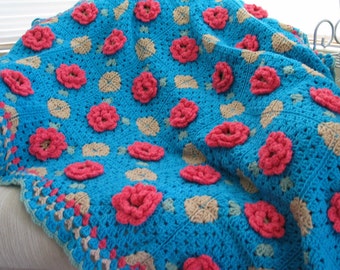 Apache Rose Afghan Blanket Crochet Pattern