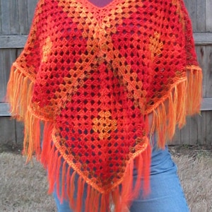 Painted Desert Granny Square Poncho Cover Up Crochet Pattern