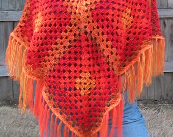 Painted Desert Granny Square Poncho Cover Up Crochet Pattern