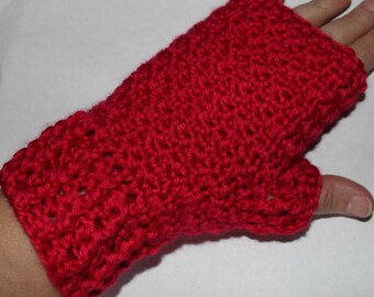 Ruby Red Fingerless Mitts Mittens Gloves Crochet Pattern Caron Simply Soft Intermediate