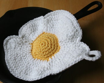 Fried Egg Pot Holder Hot Pad Crochet Pattern
