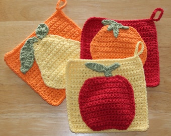 Fruity Pot Holder Hot Pad Kitchen Home Decor Crochet Pattern