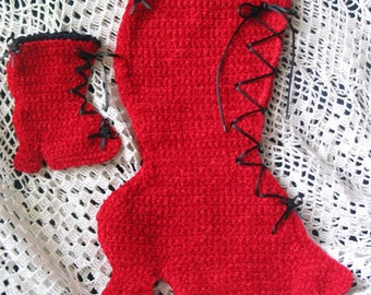 Victorian Boot Christmas Stocking and Ornament Crochet Pattern
