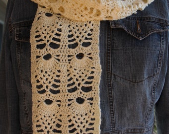 Pineapple Creme Lightweight Lace Scarf Crochet Pattern